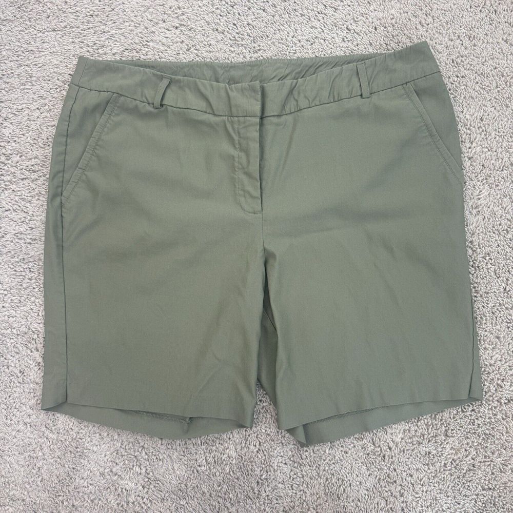 New Directions Womens Shorts 18W Curvy‎ Olive Green Stretch Pockets Flat Front